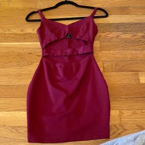 maroon bodycon dress